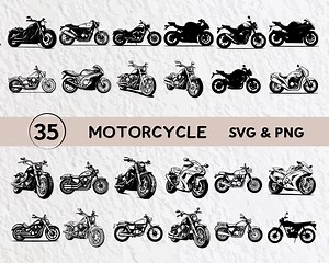 Motorcycle SVG Bundle: Silhouette Clipart, Logo Icon Set (PNG, Vector) - Etsy