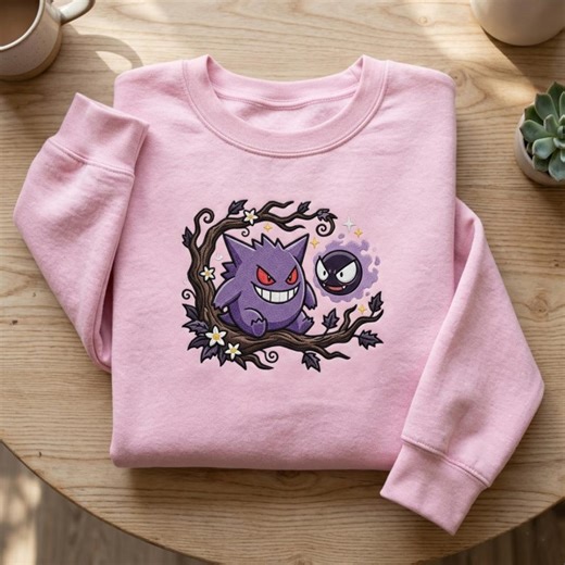 Embroidered Custom Poke mom and dad Character Hoodie, Cute Poke Characters T-shirt, Cozy Anime Embroidery, Gift for PKM Fans, Gift for mom