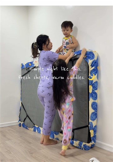 Little night reset. Clean bedsheets and cuddles with my two loves. 🌙 Bedsheet LINK➡️@GAJEEL | Mommy Aira #momsontiktok #bedsheets