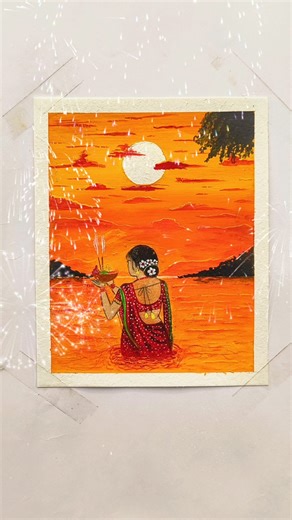 Chhath puja ❤️ painting 😍🌅 #tutorial #drawing #painting #viral #shorts