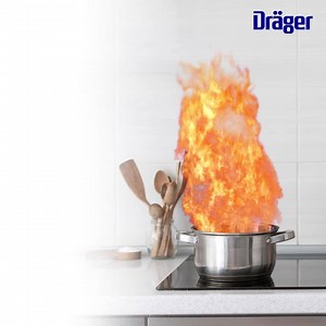 A la maison, la cuisine est très souvent à l'origine des incendies. Grâce au Dräger PARAT 5520, vous êtes prêts à prendre la fuite en quelques secondes et êtes protegés contre les particules, les gaz nocifs et la fumée pendant au moins 15 minutes. | Dräger