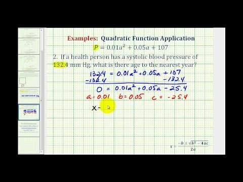 Ex: Quadratic Function Application - Blood Pressure