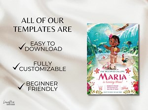 Baby Moana Birthday Invitation, Digital Editable Hawaiian Moana Birthday Invite, Kids Theme Party Invitation, Digital Baby Moana Template - Etsy