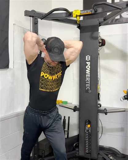 Home Gym Hacks and Reviews on Instagram: "This is my Tricep, Upper Chest, Delts and Calves Day. This is my third time doing this workout in as many weeks. Similar to yesterday, I am only showing the second / final set of each upper body exercise so the videos aren’t overly long. For calves, because I don’t have as many options without spinal loading, I am doing 3 sets of each exercise and here I’m only showing the final set for each of those exercises. My recent hack on the Powertec Leg Press an