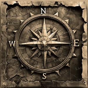 Laser Engrave PNG of a Compass With Map Background | 3D Illusion Burn | Digital Files for Illustrator, Photoshop, Lightburn - Etsy Canada