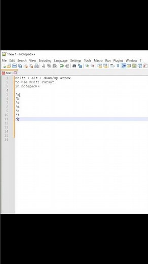 multi cursor option in notepad++