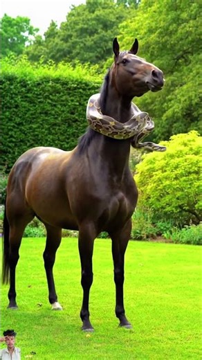 "Giant Python Wraps Around Horse’s Neck… What Happens Next? 😱🐍🐎🔥" #shortsviral #animalattack