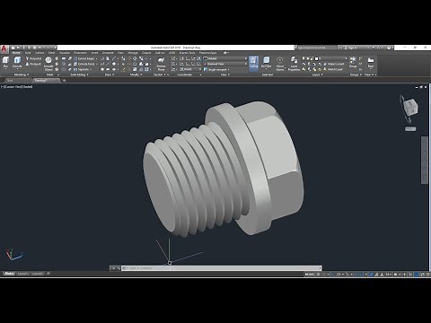 AutoCAD 3D, hex bolt, how to drawing hex bolt
