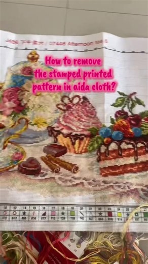 Removing Printed Patterns from Aida Cloth