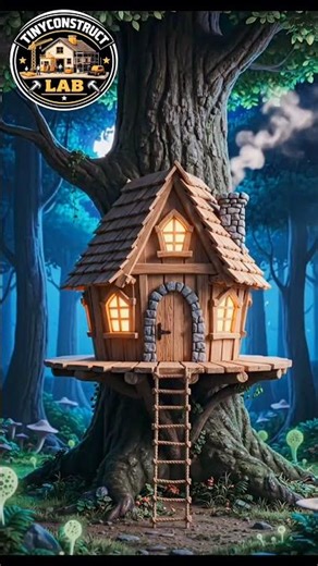 Tiny Elf Workers Build a Magical Tree House #tinyconstructlab #tinyhouse #treehouse