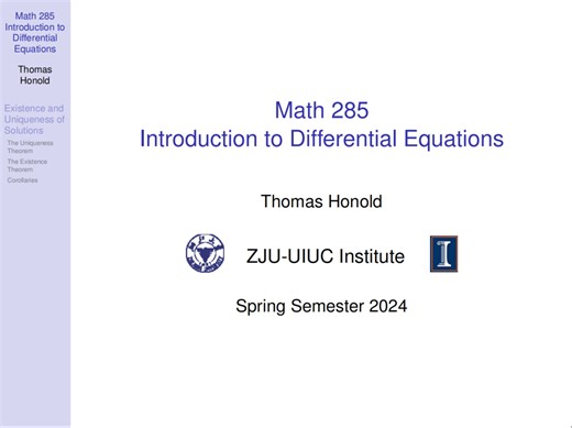 浙江大学ZJUI-MATH285-SP24-Lec18-19-20-Mar27:E and U of Solutions&Phase Space