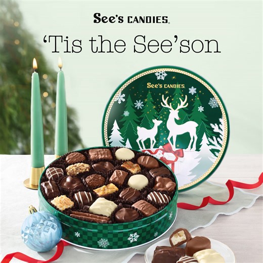 Our Christmas Wonders Tin is perfect for gifting and hosting 🎄 Plus, you can refill it with mementos... or more candy! | See's Candies