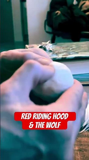 Making the Faces of little Red Riding Hood and the wolf #clay #timelapse #claymation