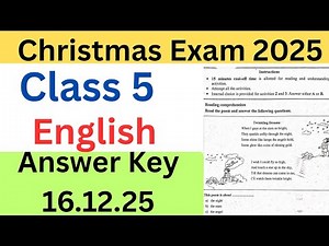 Class 5 English Today's exam Answer key| Class 5 English Christmas exam 2025 question paper #class5