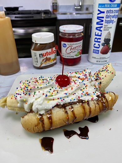 Hot dog bun but the dog is a banana! 🍌🍒 | Definitely Not Gourmet