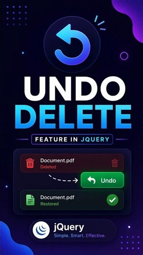 Undo Delete Feature in jQuery | Gmail Style Functionality #coding #shorts