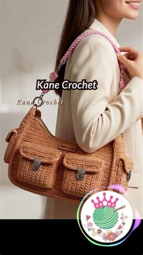 Crochet Shoulder Bag with Zipper & Pockets 💖 B246 #crochetbag #crochet