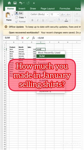 How Much Did You Make From Shirt Sales in January? 📊 Learn the Easy SUMIFS Formula