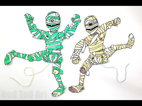 DIY Mummy Paper Puppet - Free Halloween Printables