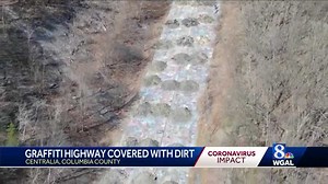 Graffiti Highway in Centralia covered with dirt