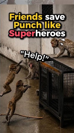 Monkeys save Punch like superheroes in the movies🐒❤️ #animals #japan #cute