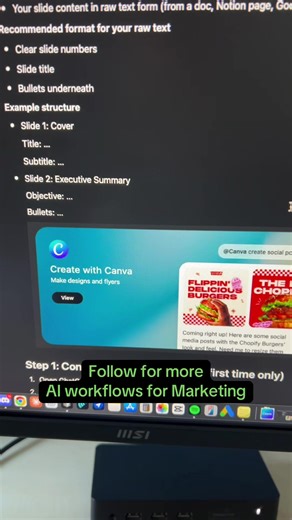 Turn your messy notes into a fully designed presentation in minutes using ChatGPT Canva. No design skills. No slide formatting. Just paste your raw text and let AI build the deck for you. In this workflow I show you how to: • Connect Canva to ChatGPT • Paste your slide content • Generate a full presentation automatically • Pick your favourite design • Open the editable Canva deck and tweak it Perfect for: AI presentations marketing proposals client pitch decks business presentations lead magnet 