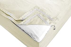 Zip On Sheets Queen Zipper Fitted Sheets 60X80 - Includes 2 Zip On Sheet & 1 Fitted Sheet Base - 8" to 16" Inch Deep Pocket Zipper Sheets - Faster & Easier Microfiber Queen Size - Ivory