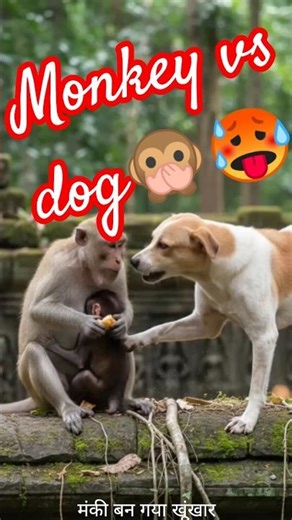 Monkey Chasing Dog for Food 😭 #funny #monkeycomedy #comedy #monkeymovies #animalcomedy
