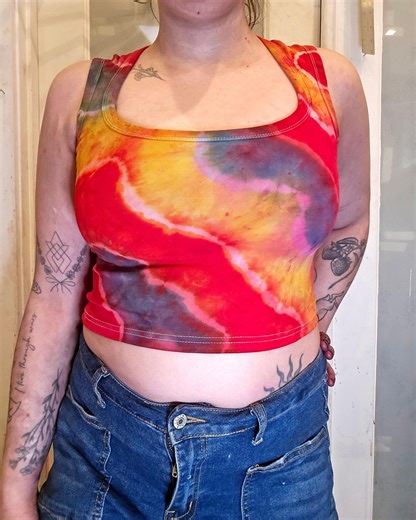 Tie Dye Crop Tank Top | Small | Geode | Tropical Festival Top - Etsy