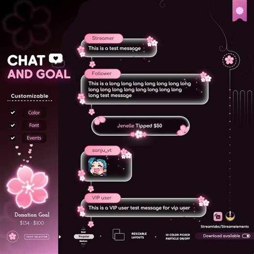 Sakura Chat Widget: Cherry Blossom Stream Overlay (streamelements Setup Included) - Etsy