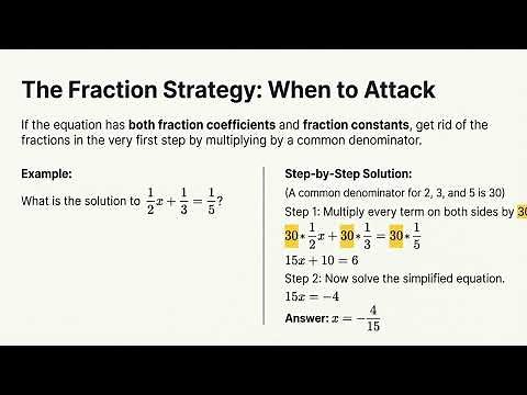 Algebra 101 Principles of Linear Equations