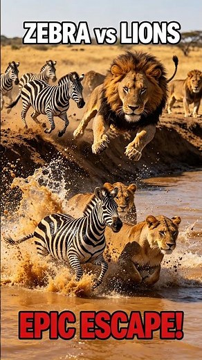Zebra vs Lions Dramatic River Ambush & Escape