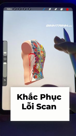 Khắc phục lỗi scan kín lưng với mẹo nhỏ này . Thợ xăm ko nên bỏ qua #Binhtrinh #procreate #thietkehinhxam