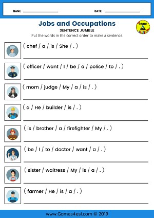 Free ESL Jobs And Occupations Worksheets | Games4esl