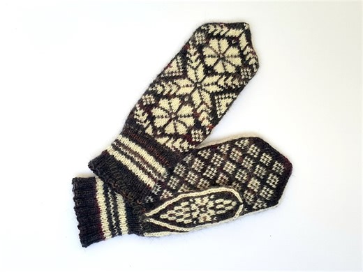 Hand Knit Norwegian Wool Mittens: Star Flower Pattern, Scandinavian Winter Gloves S-XXL With Mohair - Etsy UK