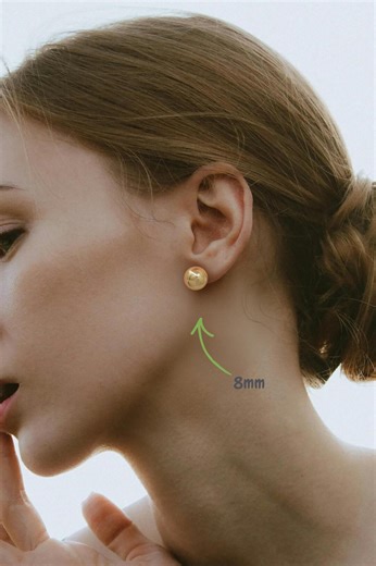 8mm Gold Ball Stud Earrings, Minimal Metal Studs, Everyday Classic Jewelry - Etsy