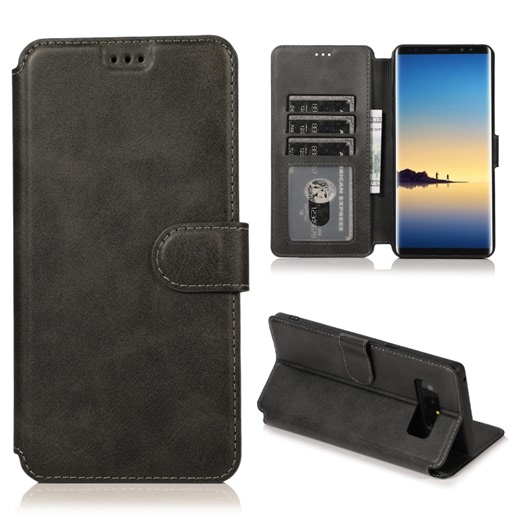 [$2.45] For Samsung Galaxy Note 8 Calf Texture Magnetic Buckle Horizontal Flip Leather Case with Holder & Card Slots & Wallet & Photo Frame(Black)