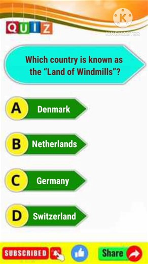 Do You Know the Land of Windmills? 🌬️ Quick GK Question #shorts #quiztime #trendingshorts#Netherland
