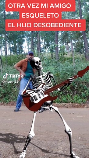 Skeleton Character Rocking Out on Electric Guitar