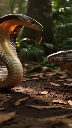 😱😱😱King Cobra vs Monitor Lizard 🐍🆚🦎.#shorts #shortvideo #shortsfeed #snake #lizard #animalfight