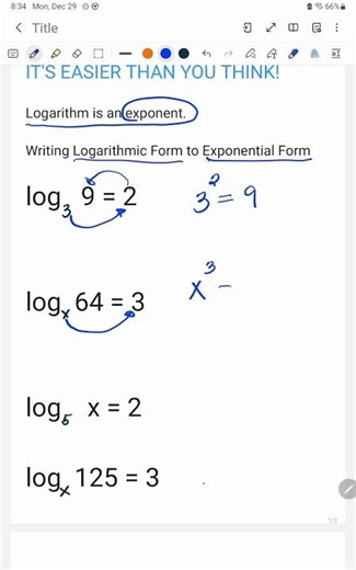 Writing Logarithmic form to Exponential form