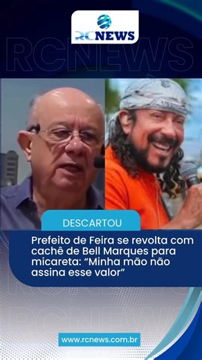 Tudo o que você procura, na palma da sua mão 📱 on Instagram: "O prefeito de Feira de Santana, José Ronaldo (União), protagonizou um desabafo público ao comentar as negociações para a Micareta de Feira 2026, durante coletiva concedida à imprensa local na manhã desta quarta-feira (17). Ao tratar da montagem da grade de atrações do evento, o gestor revelou um impasse envolvendo o cantor Bell Marques, tradicional nome ligado à história da festa. Segundo José Ronaldo, houve uma tentativa
