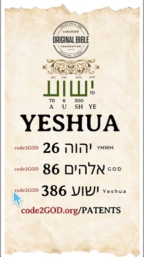 code2GOD is a scientific patented method to discover God's messaging to humanity from the original Bible. code2GOD.org/PATENTS | Original Bible Foundation & code2GOD