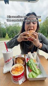 He can chill out because it's just food smh! #husbandwife #rockpaperscissors #mukbang #chickfila