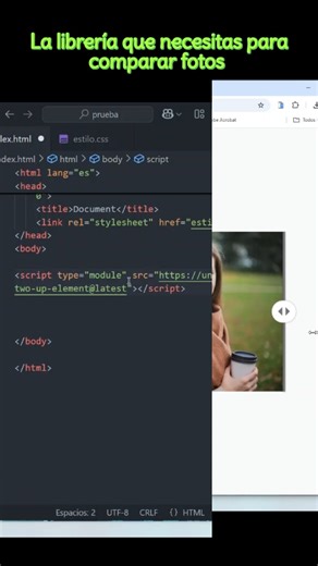 Asi puedes comparar fotos con esta libreria #programacionweb #desarrolloweb #programadoresweb #javascript #html | Progamacion web