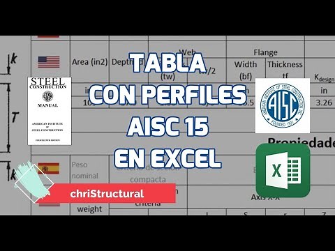 EXCEL TABLE WITH AISC15 PROFILES