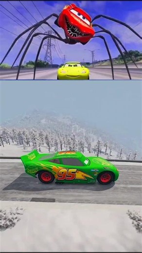 Can Green Lightning McQueen Escape the GIANT Monster Spider Car? 😱🔥