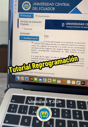 Tutorial para solicitar #REPROGRAMACION del examen de #admision de la #UCE 1-S 2026 ✍🏼 0984970373