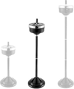 Ashtray with Lid Standing Ashtray Height Adjustable 3 Part Floor Cigarette Holder Stand Smokeless Outdoor Smoking tray Detachable Butt Tray for Home Garden Patio Cigar Cigarettes Ash -Black