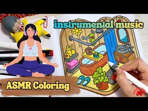 ASMR Relaxing Bathroom Coloring Page 🛁🌿 | Calming Instrumental Music